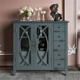 thumbnail image 2 of Canddidliike Distressed Accent Storage Organizer Wooden Cabinet for Kitchen Entryway, Antique Navy Blue, 2 of 10