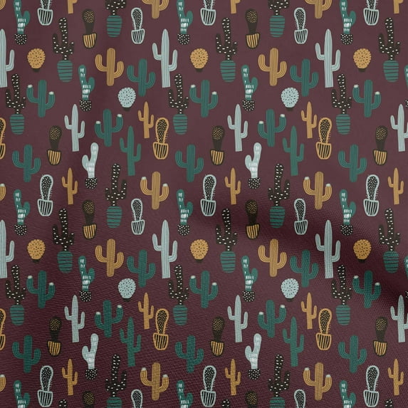 oneOone Cotton Flex Brown Fabric Cactus Sewing Fabric By The Yard Printed Diy Clothing Sewing Supplies 40 Inch Wide