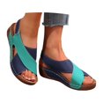 thumbnail image 3 of WILLBEST Sandalias De Mujer Para Playa, Sandalias De Cuña Con Punta Abierta De Cuero A La Moda De Verano Para Mujer, Cómodas, Transpirables Y Sin Cordones, 3 of 9