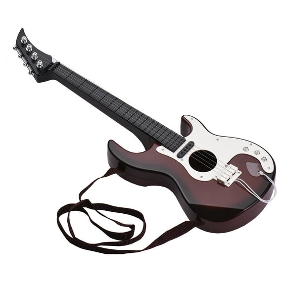 Muslady Kids' Mini Playable Guitar Bass Toy, Wine Red Plastic & Metal Simulation Instrument with Pick, Lightweight 275g Musical Learning Toy for Children, Includes 1 Mini Guitar and 1 Pick in Package