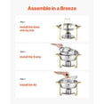 thumbnail image 5 of KFFKFF 4 Pack Chafing Dish Buffet Set, 5 Qt Stainless Steel Chafing Dishes with 4 Full-Size Pans, Glass Lid, Water Tray, Foldable Stand and Fuel Holder, 5 of 7