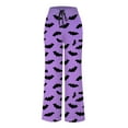 thumbnail image 5 of TTUHYWXI Halloween Pajama Pants Women Stretch Wide Leg Pj Pants High Waisted Cute Pumpkin Skull Ghost Print Pjs Palazzo Pants (Purple, L), 5 of 6
