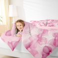 thumbnail image 4 of Homewish Pink Watercolor Bow Full Size Comforter Sets, Romantic Bowknot Bedding Comforter Set, Teens Kids Girls Women Reversible Bedding Sets, Lightweight Room Decor, 3-Piece, 4 of 8