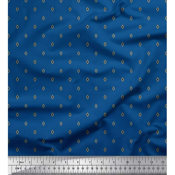 Soimoi Poly Georgette Fabric Geometric Shirting Decor Fabric Printed Yard 52 Inch Wide