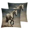 thumbnail image 2 of Nawypu Set of 2 Throw Pillow Covers Horse Herd Run in Desert Sand Dramatic Sky Decor Pillow Cases Home Decorative Square  Pillowcases, 2 of 6