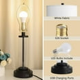 thumbnail image 3 of Modern Style Touch Control Table Lamps Set of 2 with 2 USB Charging Ports, For Living Room Bedroom Home Office,LED Bulb Include,22 * 11.8 * 11.8 Inch, 3 of 7