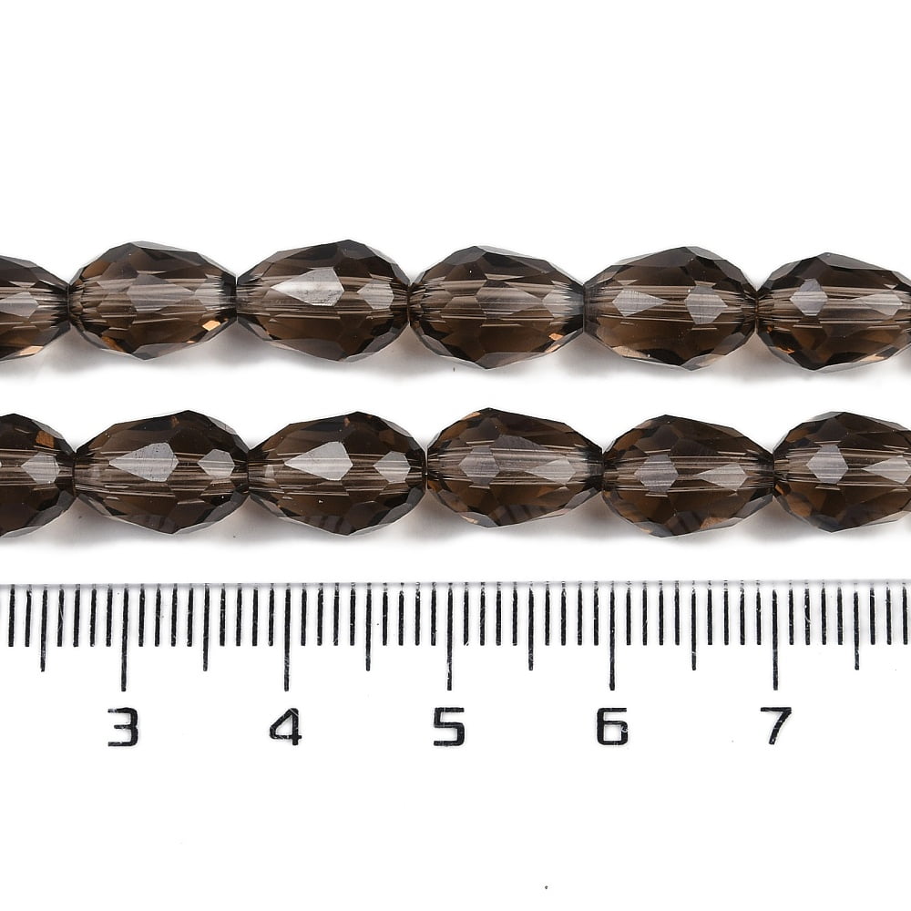 Transparent Glass Beads Strands Faceted Teardrop Coconut Brown 8x6mm Hole: 1.2mm about 65~67pcs/strand 20.08 inch(51cm)