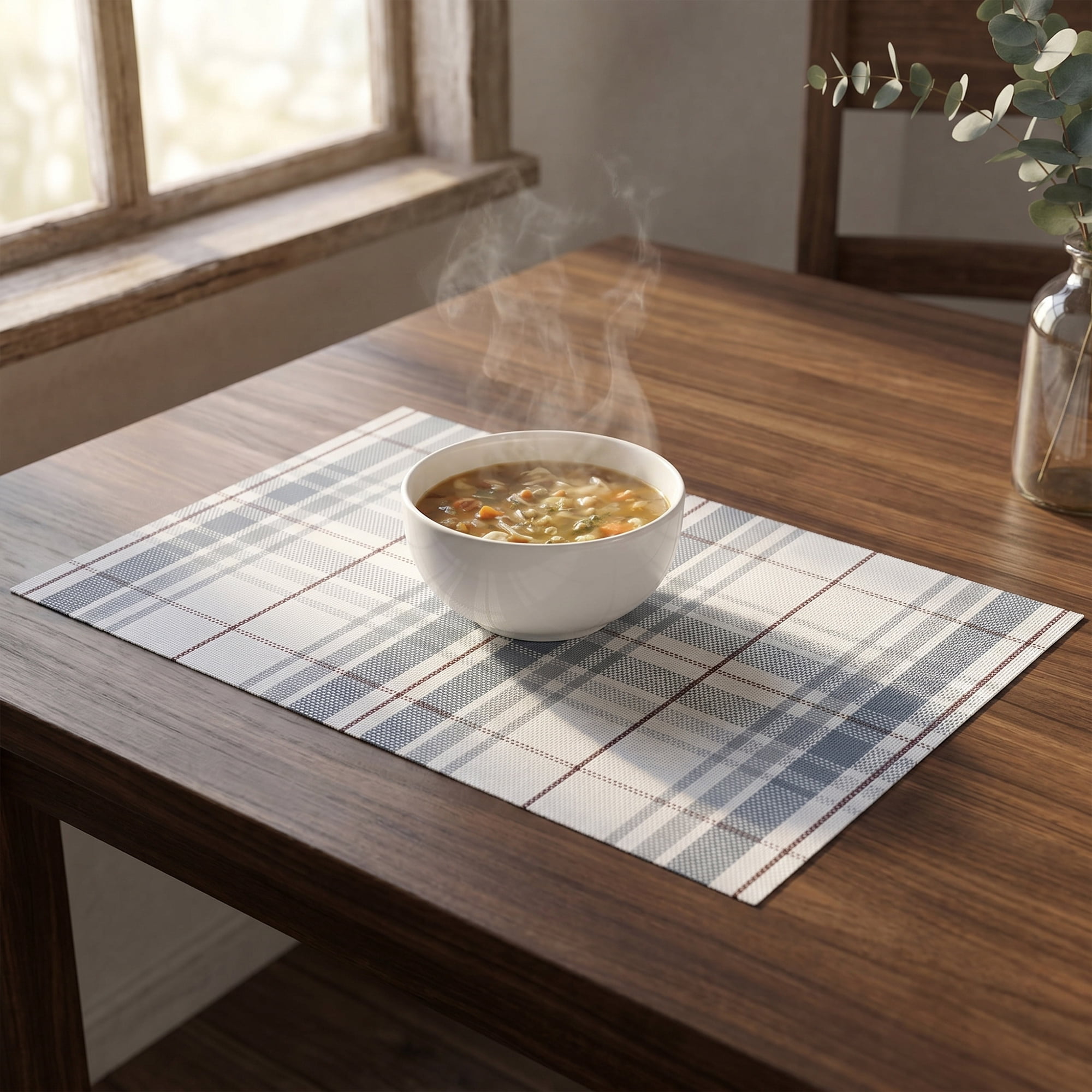Unique Bargains Placemats Set of 6 Placemats for Kitchen Dining Table Washable Gray Blue