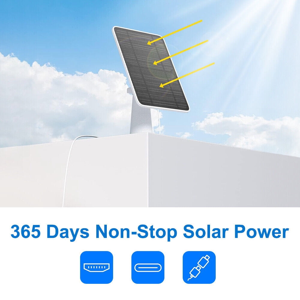 Solar Panel for Security Camera,10W USB Solar Panel Micro USB & USB-C Port Solar Panel IP65 Waterproof Solar Charger for Camera with 360°Adjustable Mounting