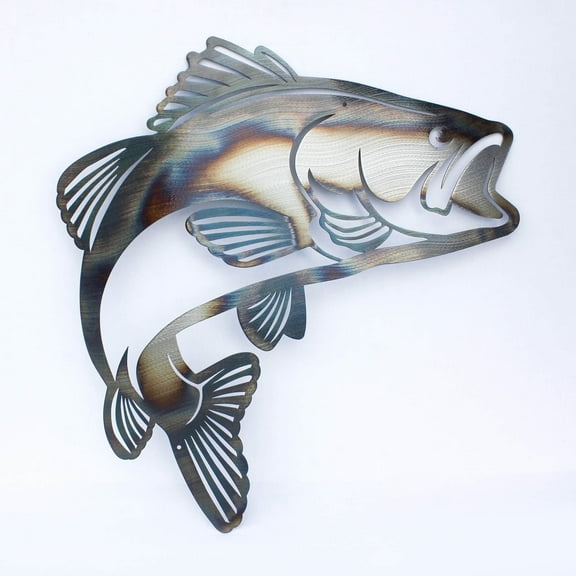 RealSteel Jumping Bass Metal Wall Art – Perfect for Fishing Enthusiasts (18")