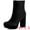 Black, variant on DARING DIVA Platform Block Heels Faux Velvet Ankle Boots Green 9