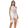 thumbnail image 2 of Linjinx Women's High-Low Ballet Dance Dress Sleeveless Gymnastics Leotard Ballerina Sequins Dancewear White XXL, 2 of 7
