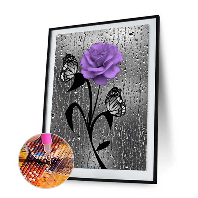Cuadros Decorativos Mosaico de diamantes 5D para decoración del hogar mosaico redondo completo Wdftyju con patrón de flores imagen artística de artesanía regalo de amigos