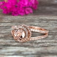 thumbnail image 3 of Unique Double Halo Design 6mm Round Cut 2 Carat Morganite Engagement Ring Promise Ring for Bride Aniversary Ring On 10k Rose Gold Custom Made Glaring Jewelry, 3 of 5