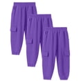 thumbnail image 2 of IFNWSV Boys Sweatpants Solid Color Elastic Waistband Side Pockets Cuffed Athletic Casual Cotton Pants Purple 4-5 Years, 2 of 5