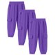 thumbnail image 1 of Pantalones deportivos largos para niños, 3 piezas, color sólido, cintura elástica con bolsillos laterales, ajustados, de poliéster, 1 of 5