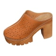 thumbnail image 5 of Rokment Platform Chunky Block High Heel Clogs Mules Sandals for Women Ladies 2026 Spring Summer Fashion Leather Closed Toe Dress Pumps Heeled Backless Slip on Slides Brown Size 6.5, 5 of 6