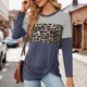 thumbnail image 4 of Top De Manga Larga Camisa de otoño para mujer Top Estampado de leopardo Raya horizontal Estilo sexy Traje de vacaciones Cgtredaw Azul Marino S para Mujer, 4 of 6