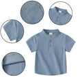 thumbnail image 4 of LYMAYTER Toddler Baby Boys Linen Shirt Kids Short Sleeve Casual Dress Shirt Summer Button down T Shirts Top with One Pocket 1-7T, 4 of 10
