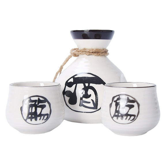 Tineasur Japanese-Type Sake Bottle Cup Beige Ceramic for Storage Use 1Set