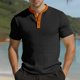 thumbnail image 1 of Ceisia Men's Slim Fit Short Sleeve Polo Shirt Herringbone Texture Color-Blocked Henley Collar Spring Summer Shirt Gift, 1 of 6