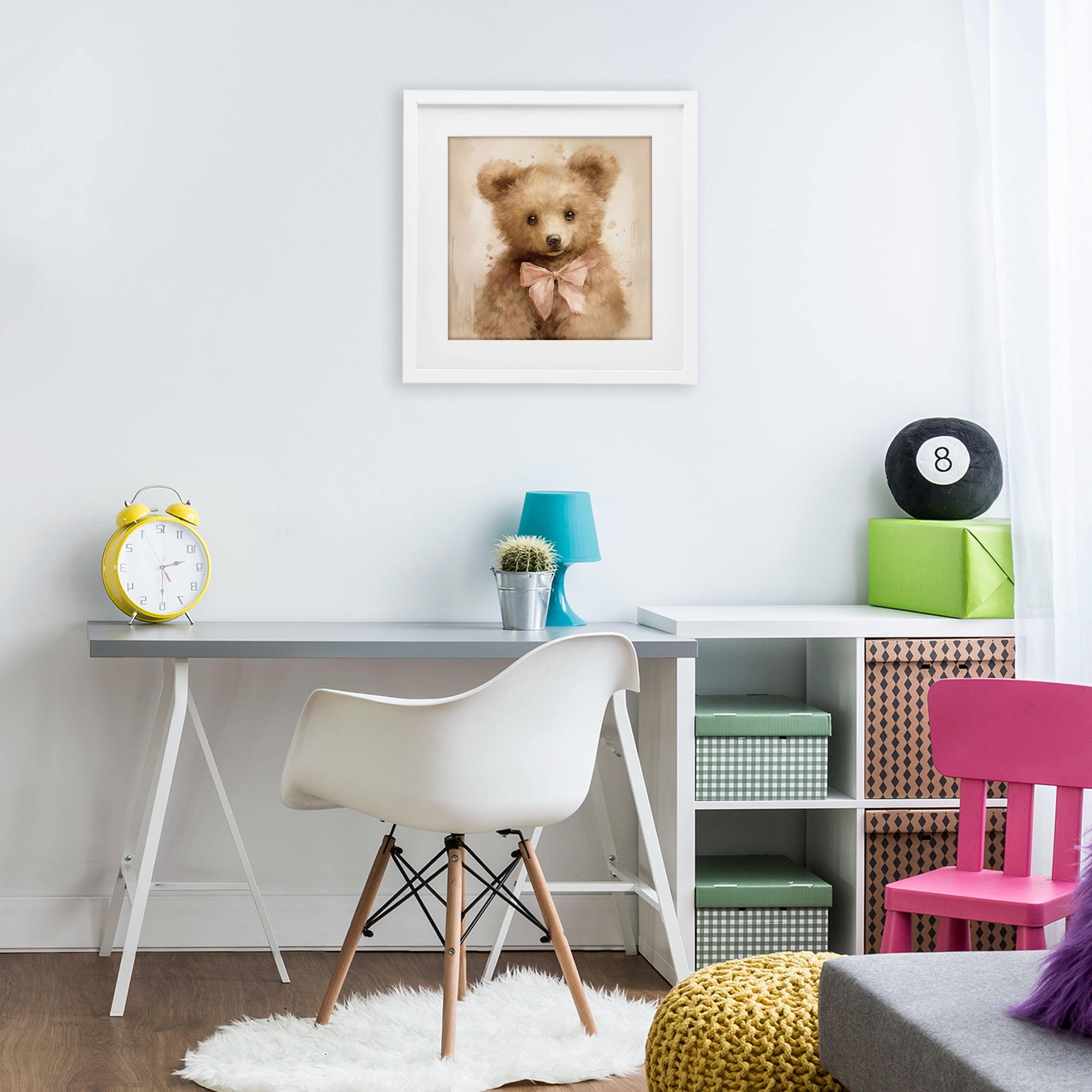 Stupell Industries Little Baby Bear White Framed Print Under Glass, design by Tina LeCour