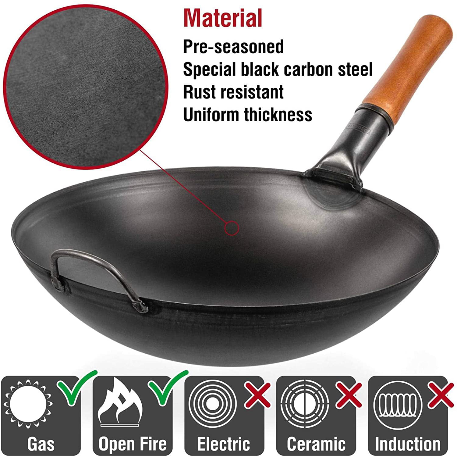 Yosukata Carbon Steel Wok Pan   20 “ Woks and Stir Fry Pans ...