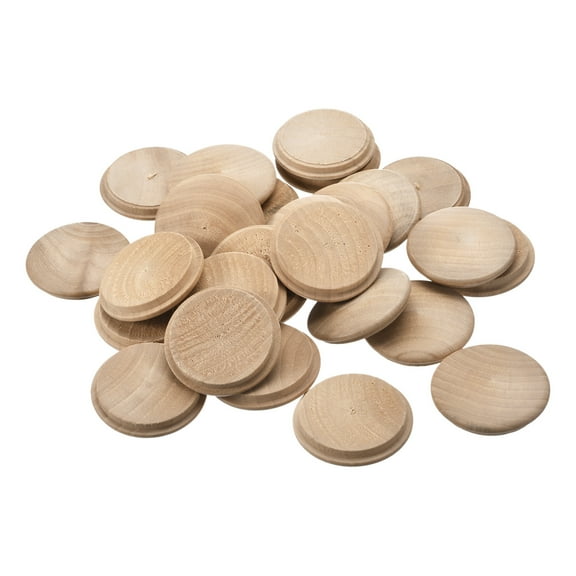 Wood Plugs, 25 Pack 45 x 40 mm - Beech Wood Button Top Plugs, Screw Hole Covers for Stair Chair Craft Furniture