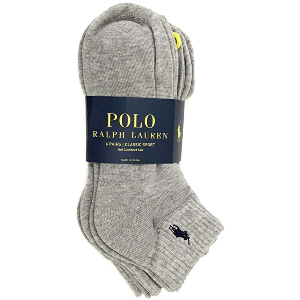 Polo Ralph Lauren Low Cut 6 Pairs Cushioned Socks, Sock Size 10-13 ...