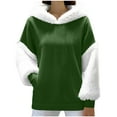 thumbnail image 3 of Women's Long Sleeve Round Neck Hoodie Top Sweatshirt Solid Color Warm Loose Fit Casual Daily Wear Loungewear Streetwear Fashion Essential Gift for Women | CSEONE,Army Green L, 3 of 9