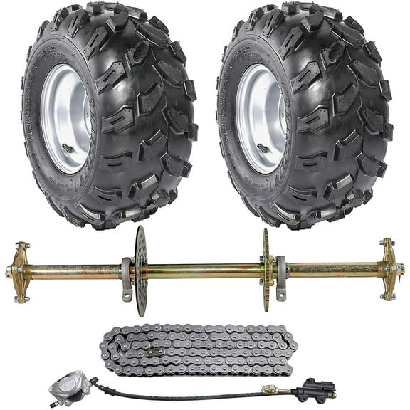 32" Go Kart Rear Live Axle Kit w/ 18x9.50-8" Wheels Tires Rims, 428 41T sprocket, Brake Assembly DIY Parts for Go Cart ATV Quad Golf Cart Buggy Four Wheels Drift Trike