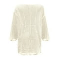 thumbnail image 4 of HOWPAY Cover Ups for Swimwear Women Hollow Out Bathing Suit Coverup Long Sleeve Casual Swimwear Summer Crochet Beach Dress Vacation Clothes Beige L, 4 of 7