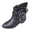 Black, variant on Army Green Ladies Low Heel Casual Mid Calf Boots Fall Comfortable Lightweight Slip On Booties