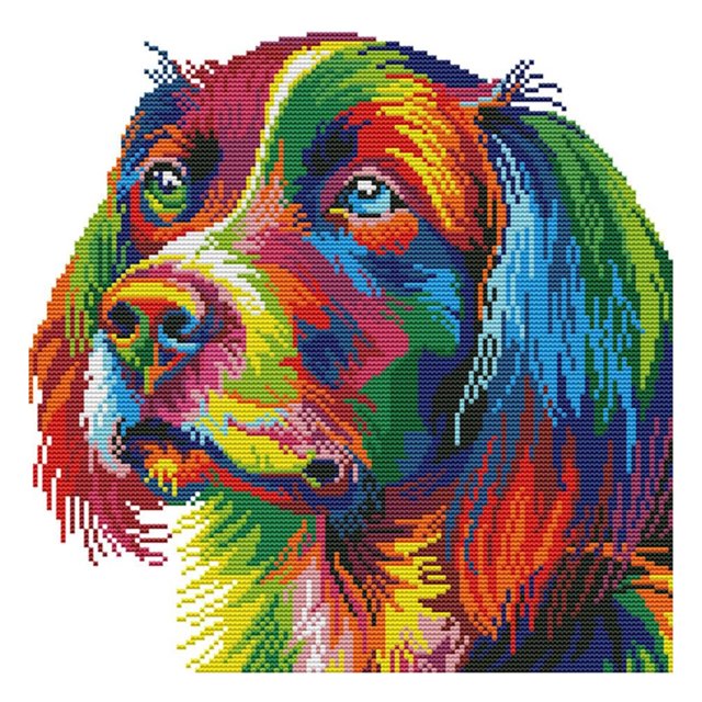 14CT Rainbow Dog contó punto de cruz parcial DIY costura algodón hilo arte Hugtrwg Para estrenar