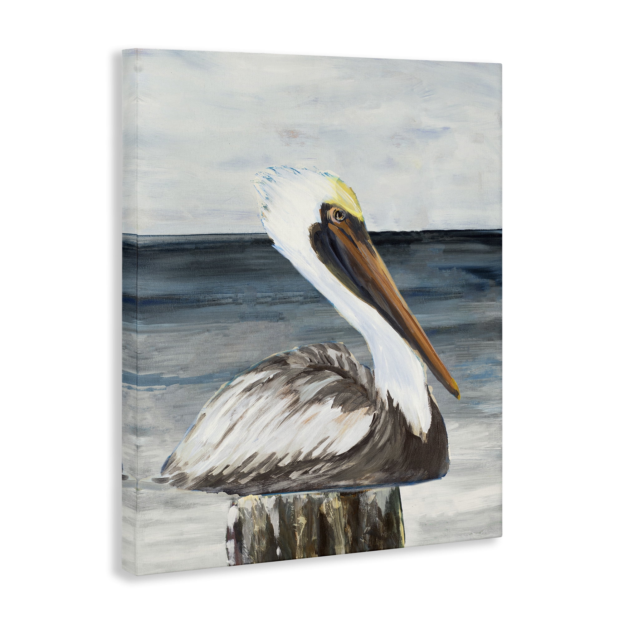 Stupell Industries Resting Beach Pelican Animals & Insects Painting Gallery Wrapped Canvas Art Print Wall Art, 24 x 30