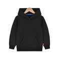 thumbnail image 4 of HILEELANG Kids 4-12Y Cotton Blend Pullover Hoodie, Lightweight Solid Sweatshirt with Kangaroo Pocket, Black, 4 of 7