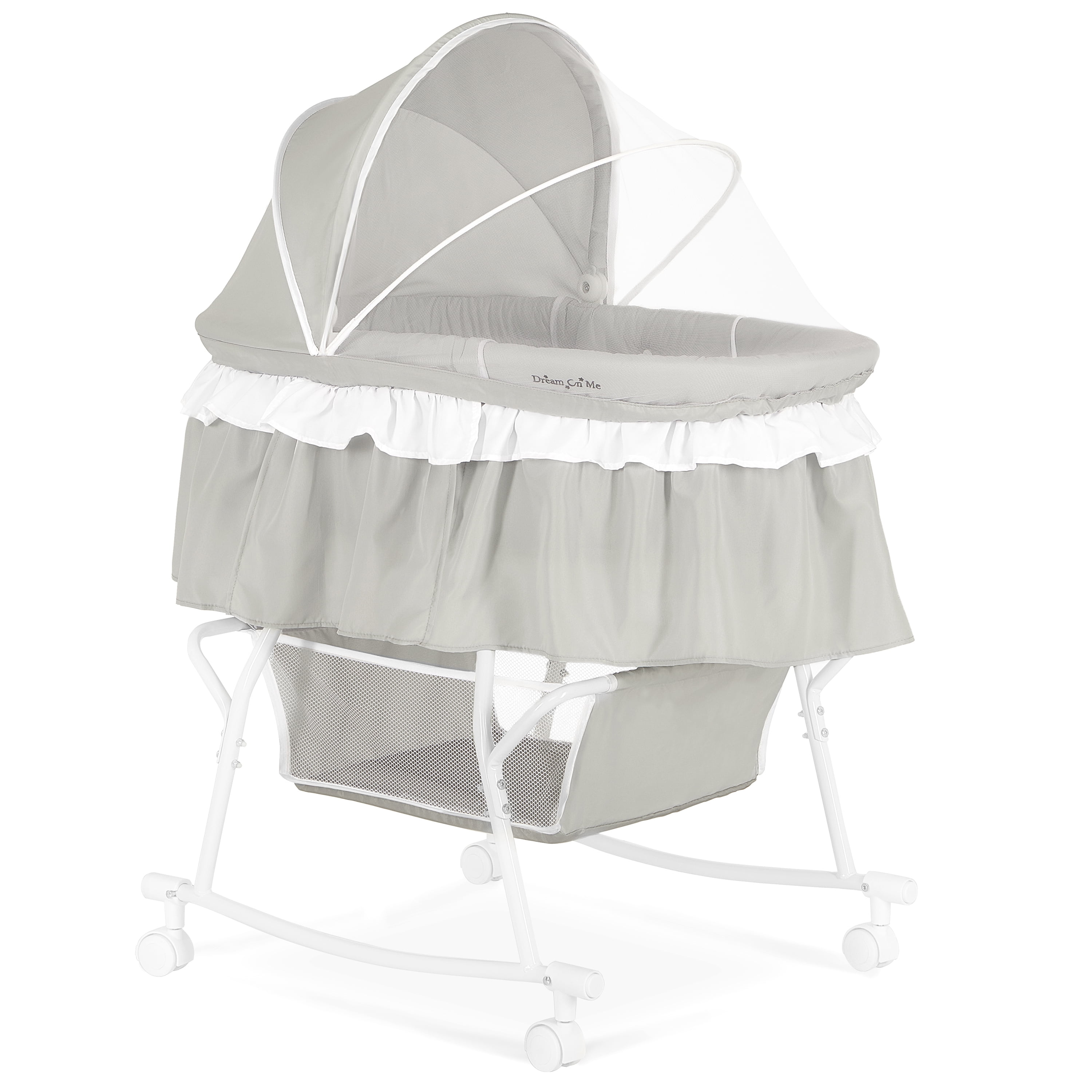Dream On Me Lacy Portable 2in1 & Cradle in Light Grey