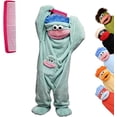 thumbnail image 2 of Adult Silly Onesie Funny Monster Hooded One Piece Loungewear Fleece Pajamas,Funny Halloween Pumpkin Costumes,Big Mouth Monster New Funny Pajamas,Monster Onesie Adult,Wearable Blankets for Women & Men, 2 of 6