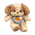 thumbnail image 2 of 11.81 Inch Floppy Ear Patch Puppy Stuffed Animal, Crochet Carrot Bib Plush Dog Toy with Flower Hair Clips for Gift & Home Decor, 2 of 9