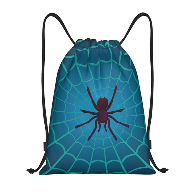 Xecao Spider And Cobweb Pattern Sports Drawstring Backpack - String Swim Gym Bag with Wet Proof Pocket for Women&Men-Small