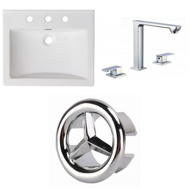 American Imaginations 48-in. W 3H8-in. Ceramic Top Set In White Color - Overflow Drain Incl. AI-24329