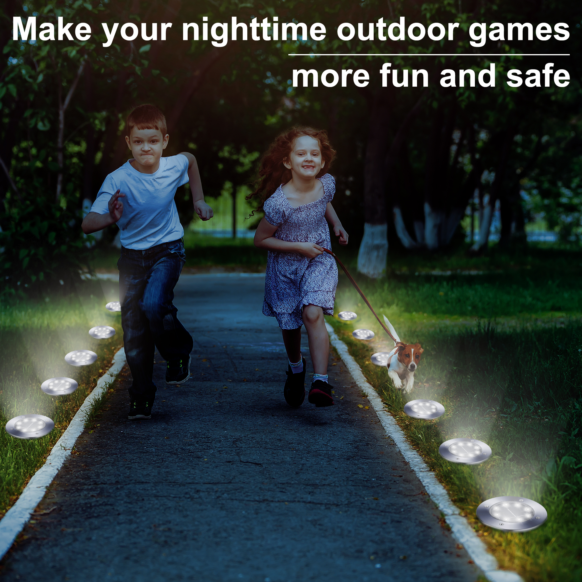 Toodour 12-Pack Solar Ground Lights, White Disk photo 4
