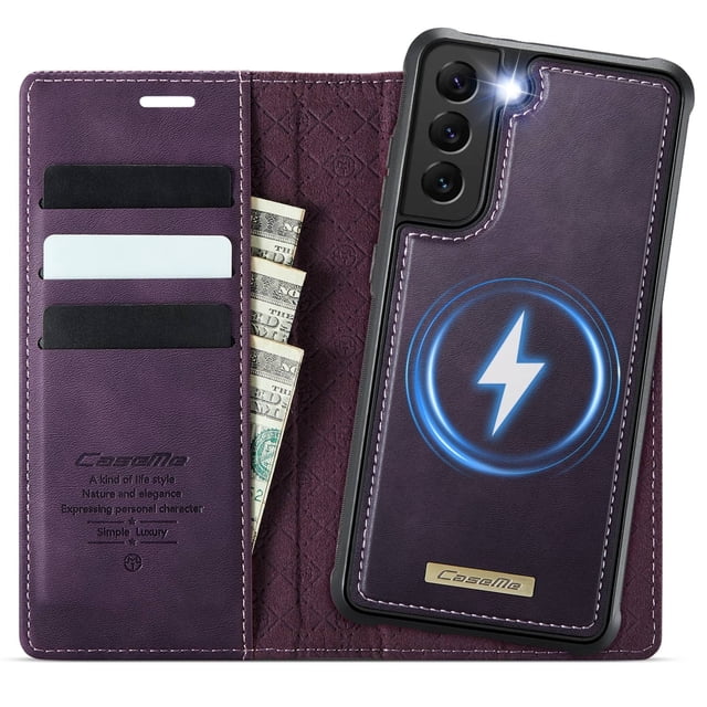 Funda Billetera Desmontable Magnética 2 en 1 para Samsung Galaxy S22 Plus con Tarjetero para Mujer y Hombre,Cuero PU Retro 【Bloqueo RFID】 Funda con soporte a prueba de golpes