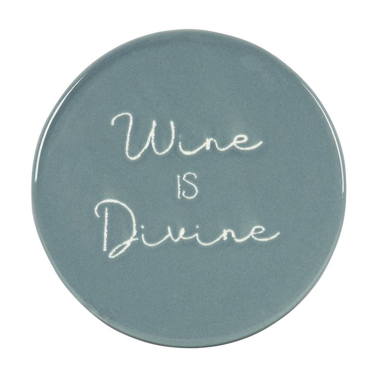 Ensemble de quatre dessous de verre en porcelaine Linden avec fini bleu dictons divers