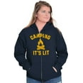 thumbnail image 4 of Camping Its Lit Pun Outdoors Nature Unisex Fleece Graphic Zip Up Hoodie Brisco Brands 3X, 4 of 5