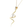 thumbnail image 2 of Galaxy Gold 14K Solid Yellow Gold 16" Snake Necklace with 4.03 CT Natural Diamonds and a Pear-Shaped Natural Pearl Drop, 14"-24" Sizes, June Birthstone, Symbol of Elegance, 2 of 3