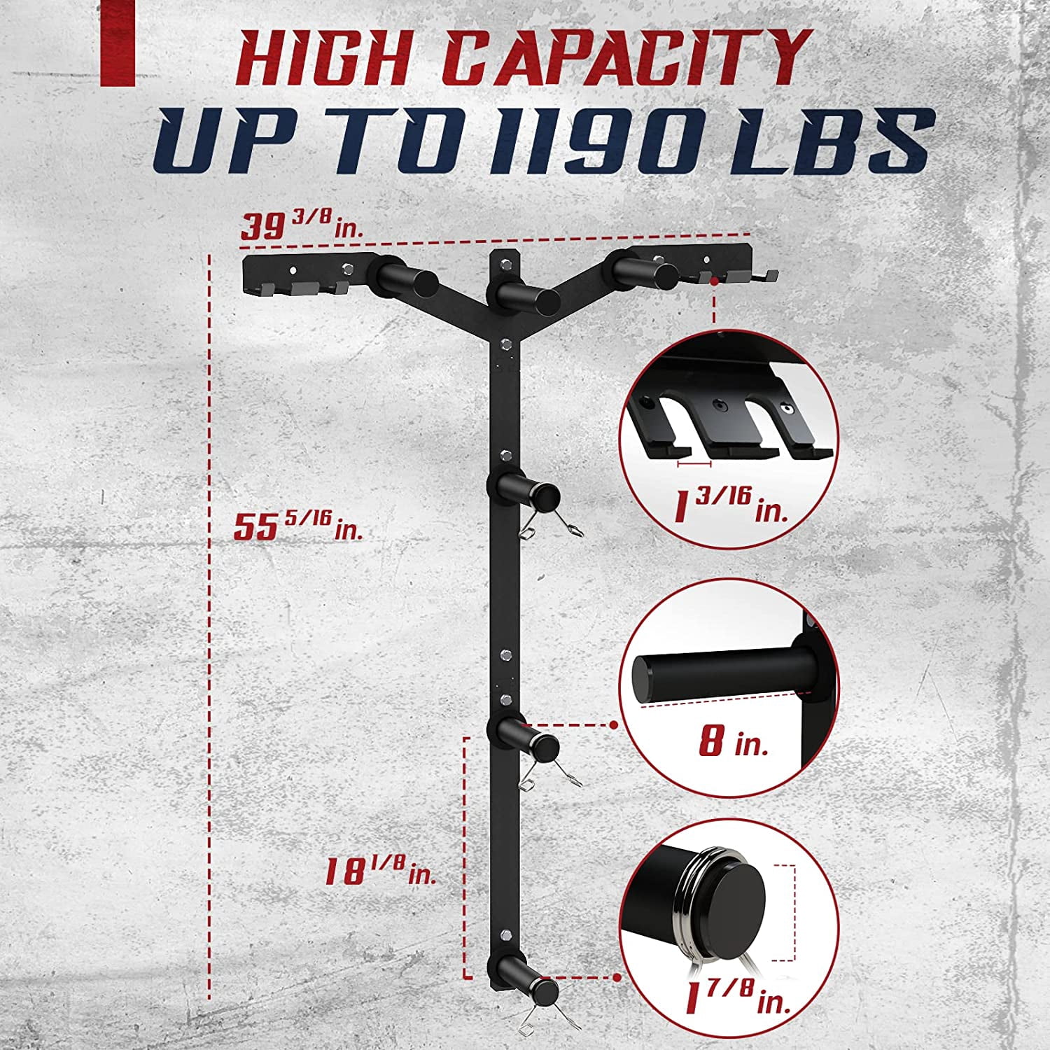 Yes4All 6 Pegs & 4 Barbell Storage Racks Load Up To 1190 LBS - Weight Plate Tree & Barbell Holder