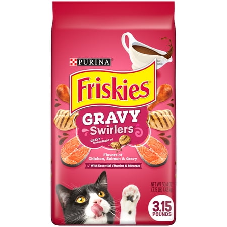 Friskies Dry Cat Food, Gravy Swirlers, 3.15 lb. Bag