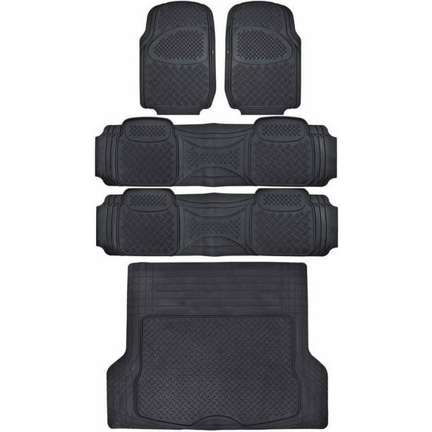 Motor Trend All Weather Car Floor Mats, 3 Rows with Large Cargo Trunk