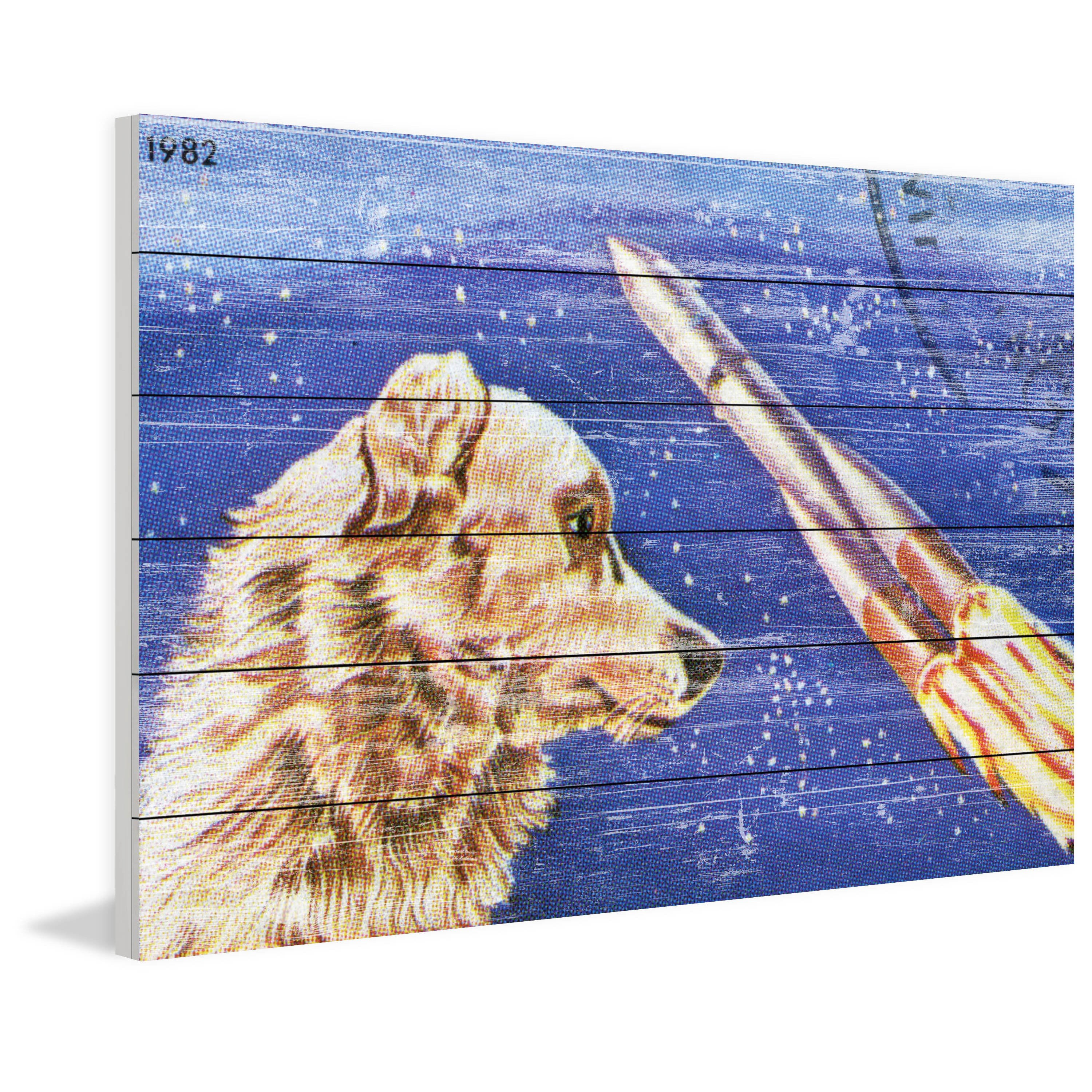 Marmont Hill - "Dog Watches Takeoff" Painting Print on White Wood